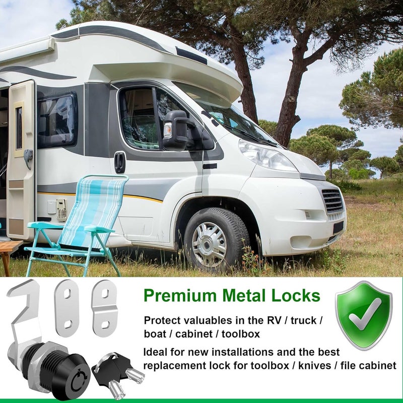 Hecfu 1 Pcs Tool Box Locks with Keys, 5/8" Tubular Cam Lock Keyed Alike, Hook Cam Toolbox Locks Secure Your Tool Box Mailbox Drawer Cabinet Lock, Zinc Alloy - Image 5